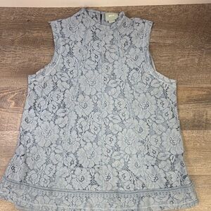 Maeve by Anthropologie Lace Mock Neck Top – Light Blue – Size L